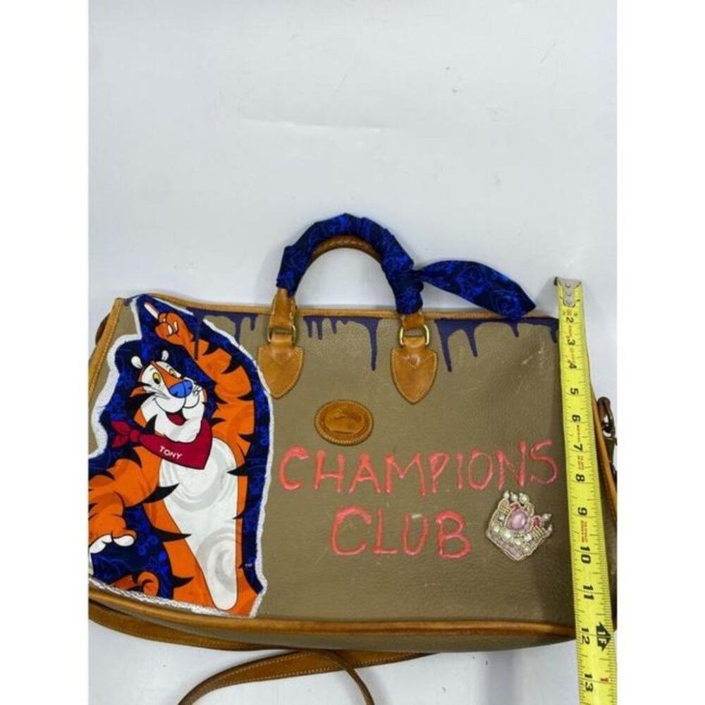 Dooney And Bourke Vintage Large Customized Blue Brown Leather Cross Body… - Picture 5 of 12